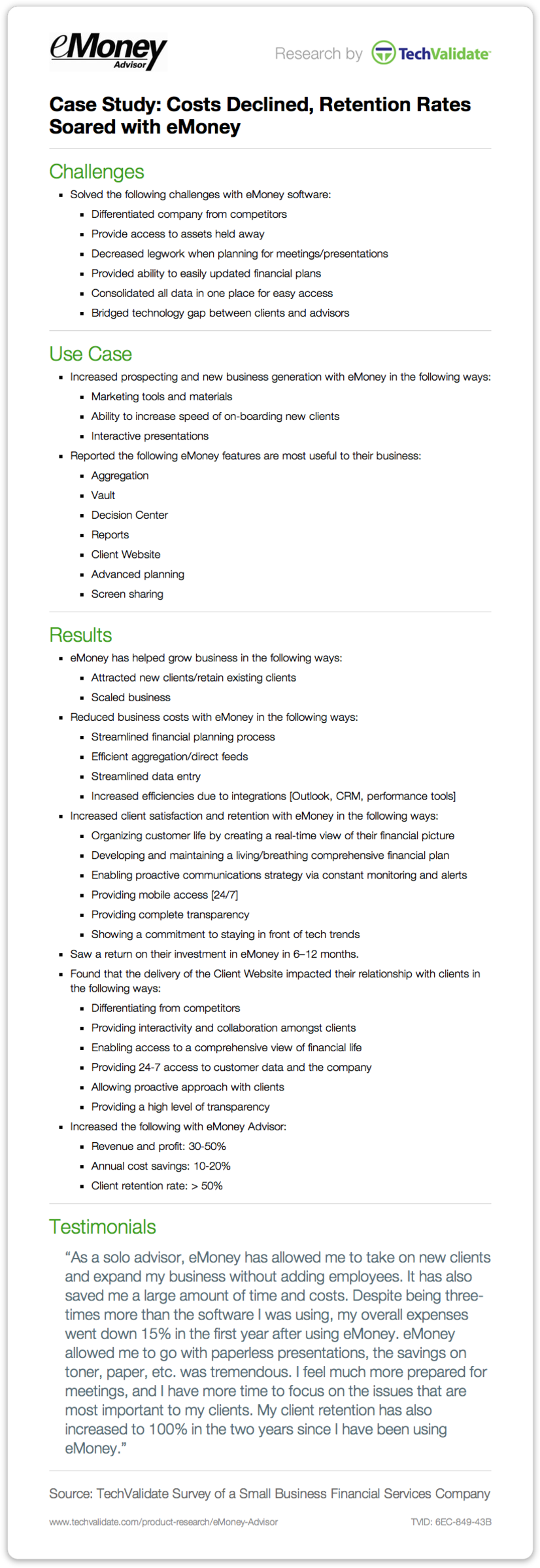 Costs Declined Retention Rates Soared with eMoney