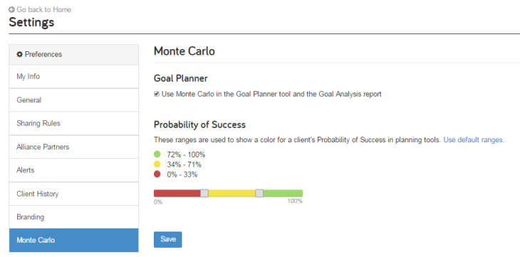 Goal Planning Monte Carlo